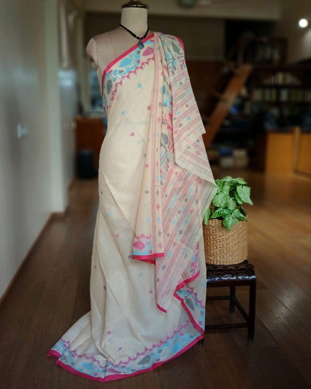 Soft Cotton Jamdani Handweave from Phulia – (JCHS0053) - Image 4