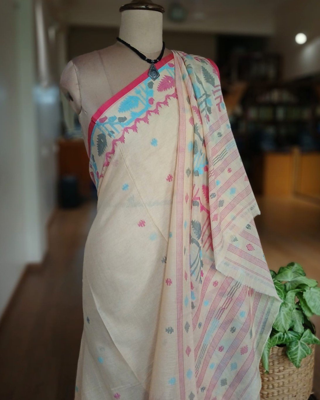 Soft Cotton Jamdani Handweave from Phulia – (JCHS0053) - Image 5