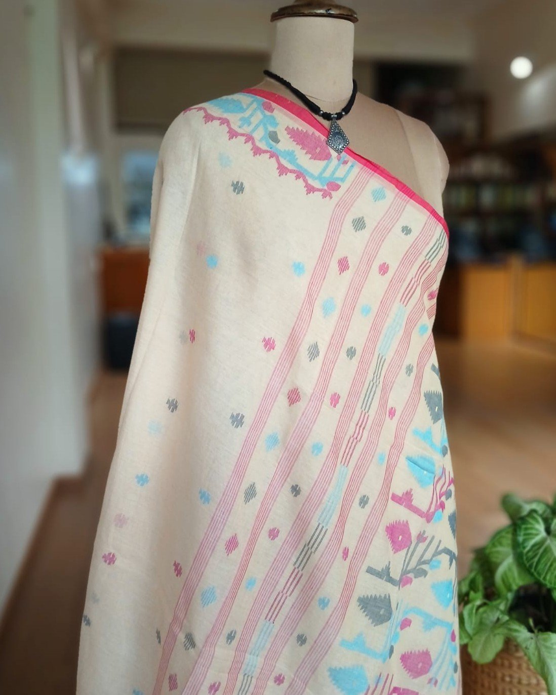 Soft Cotton Jamdani Handweave from Phulia – (JCHS0053) - Image 8