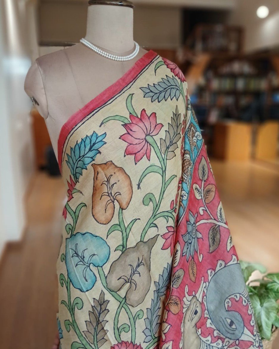 Handpainted Pen Kalamkari Saree – (HPKS0008) - Image 2