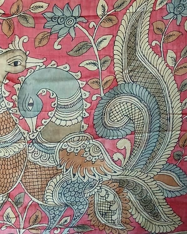 Handpainted Pen Kalamkari Saree – (HPKS0008) - Image 12