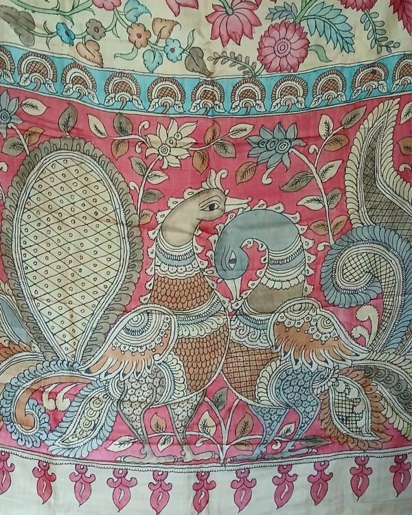 Handpainted Pen Kalamkari Saree – (HPKS0008) - Image 11