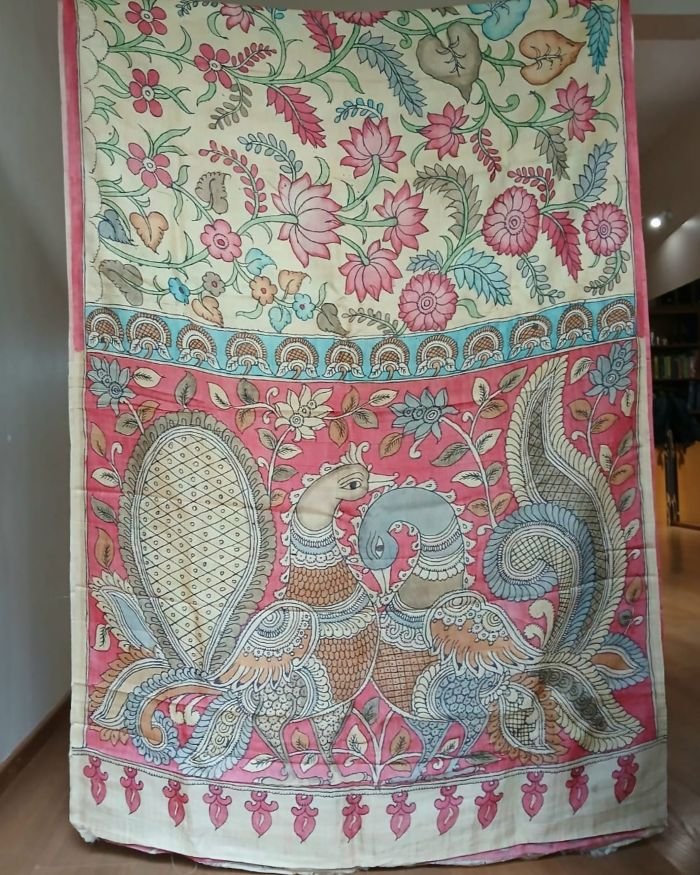Handpainted Pen Kalamkari Saree – (HPKS0008) - Image 10