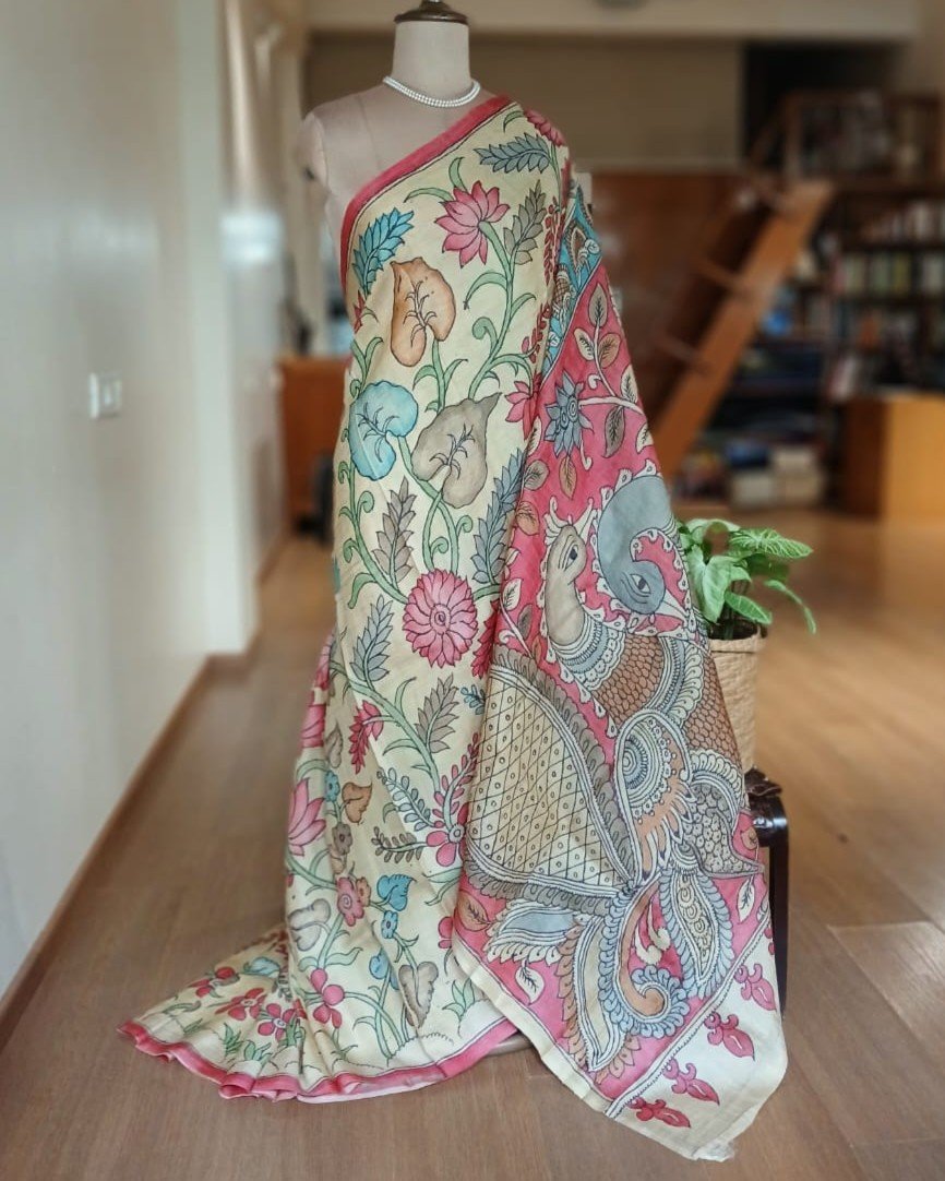Handpainted Pen Kalamkari Saree – (HPKS0008)