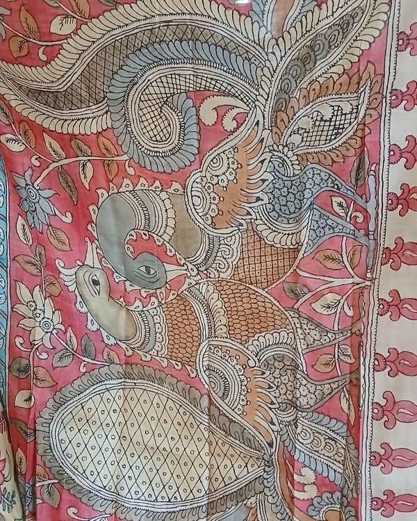 Handpainted Pen Kalamkari Saree – (HPKS0008) - Image 5