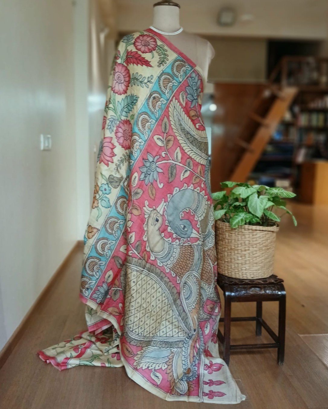 Handpainted Pen Kalamkari Saree – (HPKS0008) - Image 8