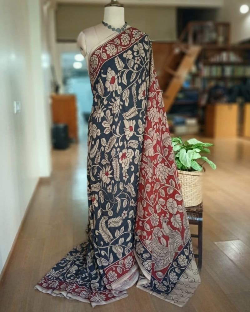 Handpainted Pen Kalamkari Saree – (HPKS0009)