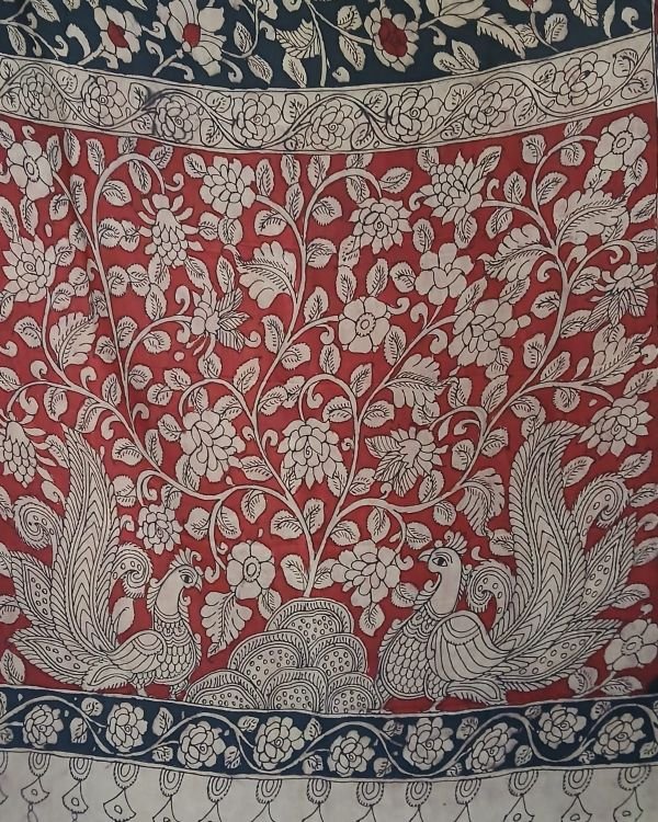 Handpainted Pen Kalamkari Saree – (HPKS0009) - Image 9