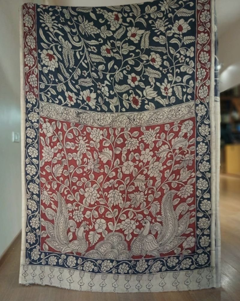 Handpainted Pen Kalamkari Saree – (HPKS0009) - Image 8