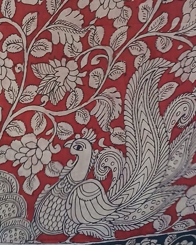 Handpainted Pen Kalamkari Saree – (HPKS0009) - Image 10