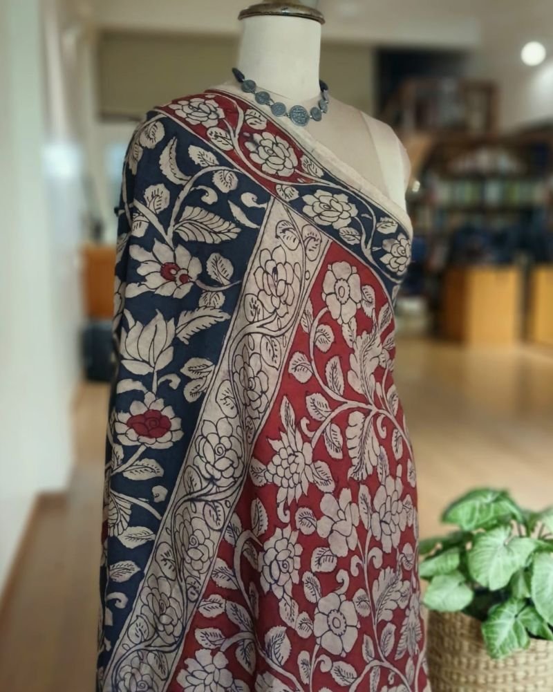 Handpainted Pen Kalamkari Saree – (HPKS0009) - Image 7