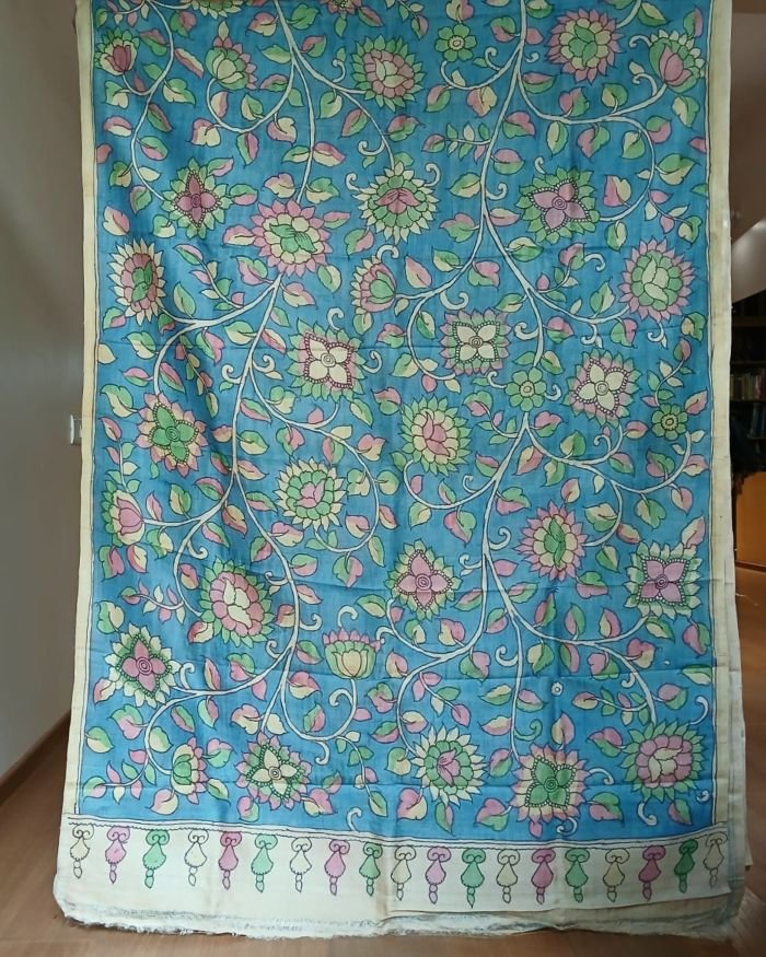 Handpainted Pen Kalamkari Saree – (HPKS0010) - Image 9