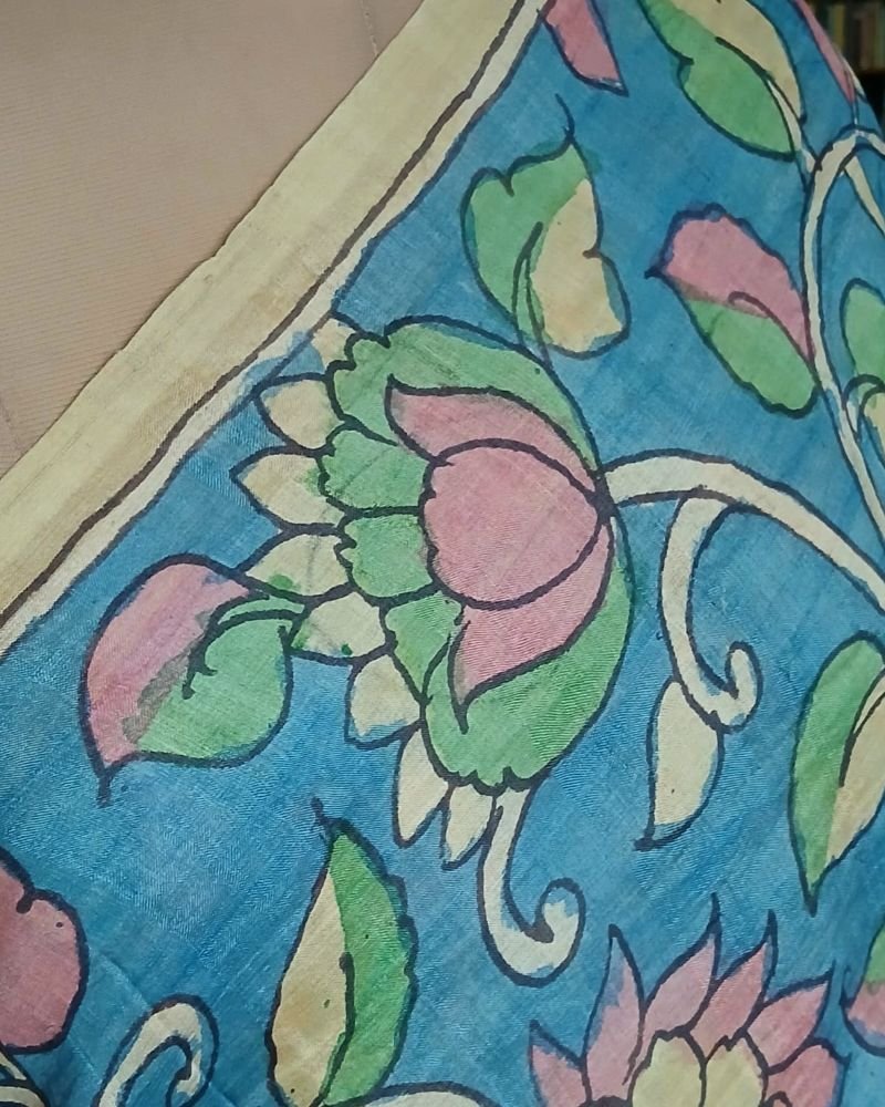 Handpainted Pen Kalamkari Saree – (HPKS0010) - Image 3