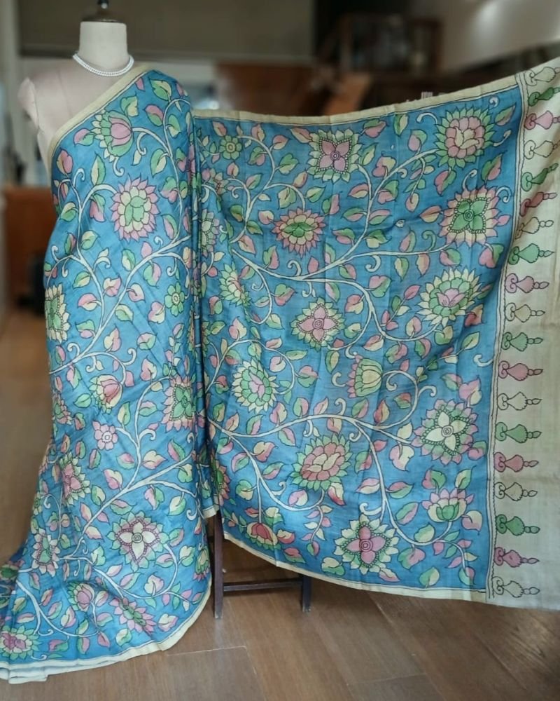 Handpainted Pen Kalamkari Saree – (HPKS0010) - Image 4