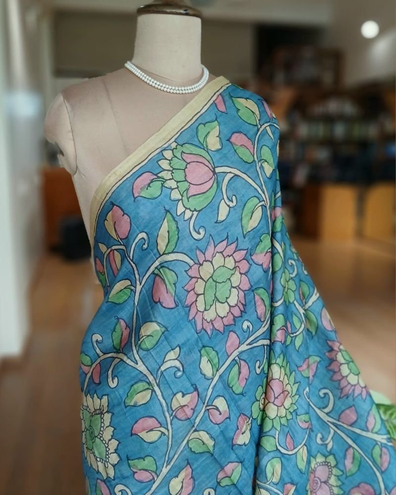 Handpainted Pen Kalamkari Saree – (HPKS0010) - Image 2
