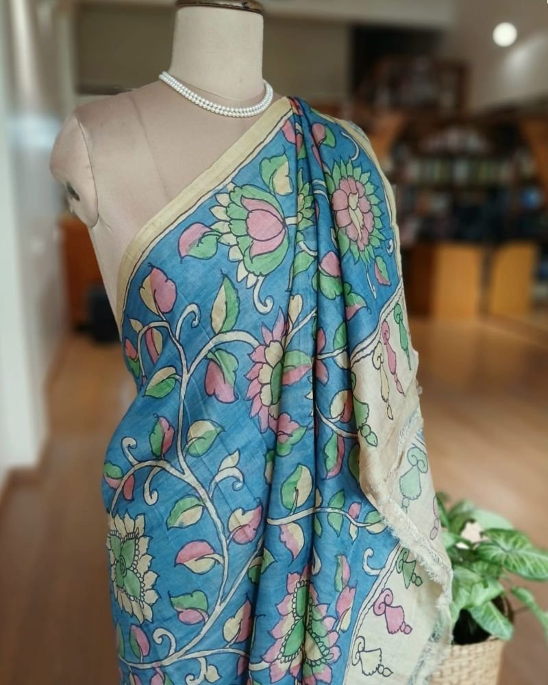Handpainted Pen Kalamkari Saree – (HPKS0010) - Image 6