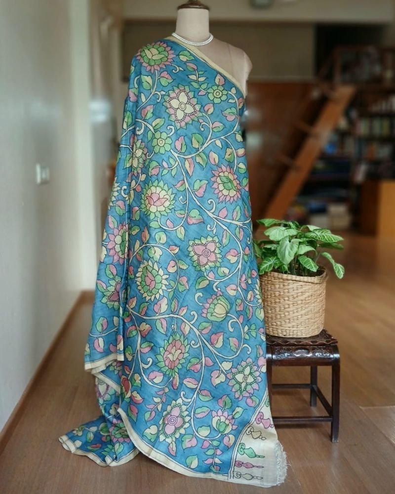 Handpainted Pen Kalamkari Saree – (HPKS0010) - Image 8