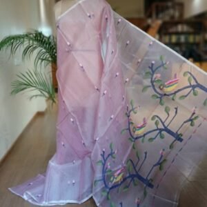 Hand Jamdani in Mulberry Silk with Bird Motifs – (SJMS0027)